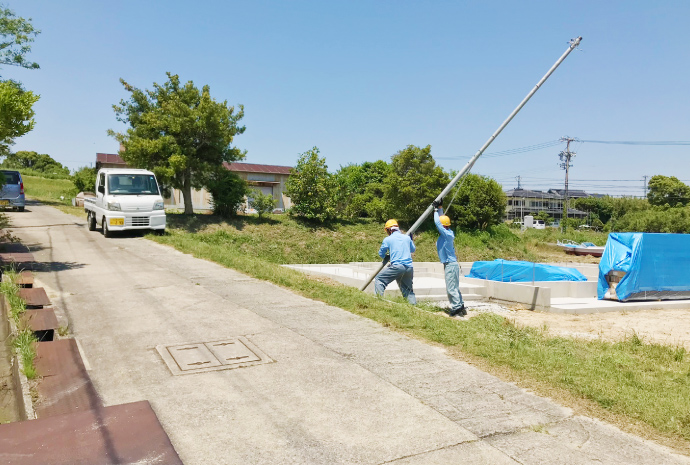 仮設電気・ポール建柱