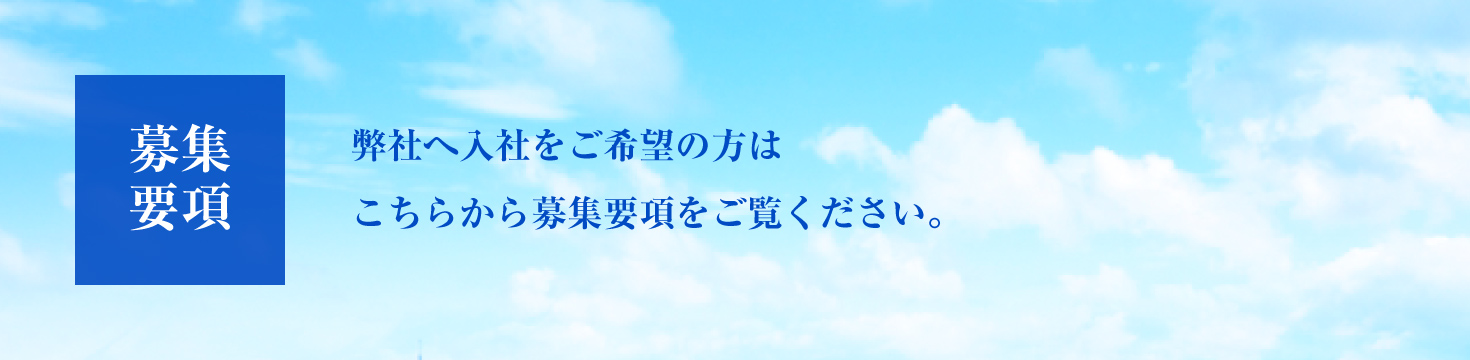 募集要項 弊社へ入社をご希望の方はこちらから募集要項をご覧ください。